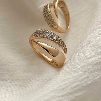 1 Pc Luxury Copper Zircon Open Adjustable Rings for Women Fashion Jewelry Gift