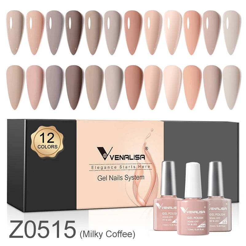 Venalisa Nail Gel Polish Kit Christmas Gift Winter Color Collection Semi Permanent New Learner Nude Pink Nail Varnish Set