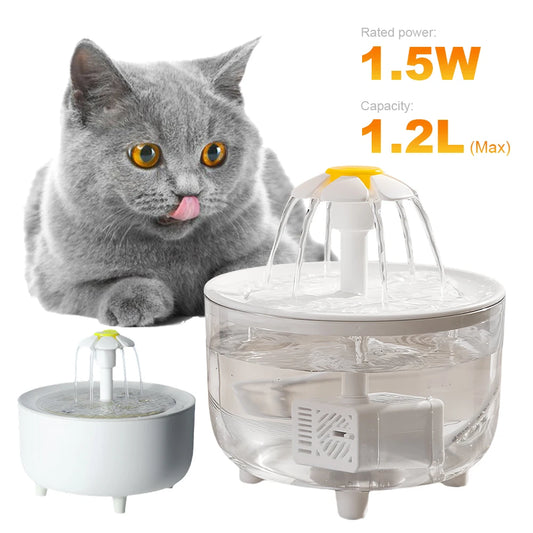 1200ml Electric Mute Pet Drink Bowl USB Auto Filter Transparent Cat Drinker Cats Water Dispenser Automatic Cat Drink Bowl Filter