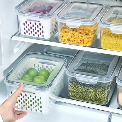 1/2/3pcs Refrigerator Storage Box Fridge Organizer Fresh Vegetable Fruit Drain Basket Storage Container Pantry Kitchen Organizer