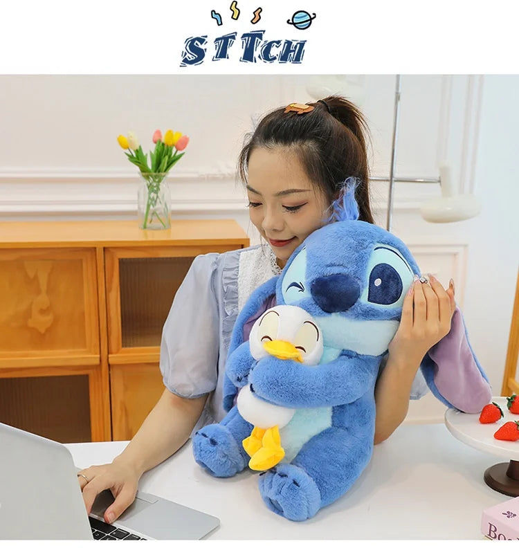 30/45cm Kawaii Plush Stitch Cartoon Hugs Donald Duck Stuffed Doll Children To Appease Sleeping Cartoon Collection Holiday Gifts