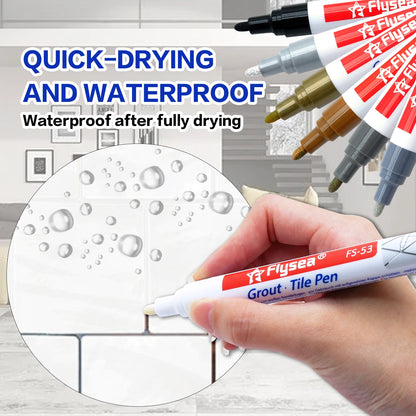 Grout Pen Waterproof Tile Marker Wall Seam Pen, for Tiles Floor Bathroom Decontamination Seam Repair (Black,White,Beige)