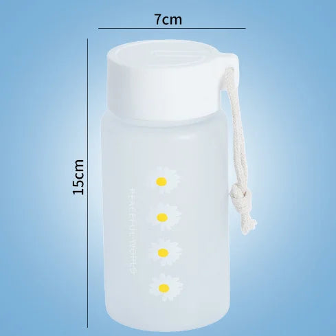 Small Daisy Frosted Plastic Mug, Portable Transparent Travel Tea Cup, Cute BPA-Free Water Bottle for Outdoor Use