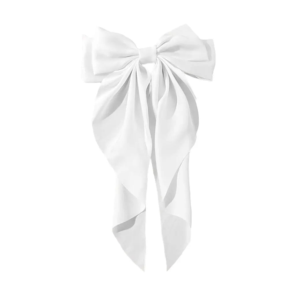 Women Elegant Bow Ribbon Hair Clip Fashion Solid Satin Spring Clip Simple Bowknot Hairpins Barrettes Hair Accessories for Girls