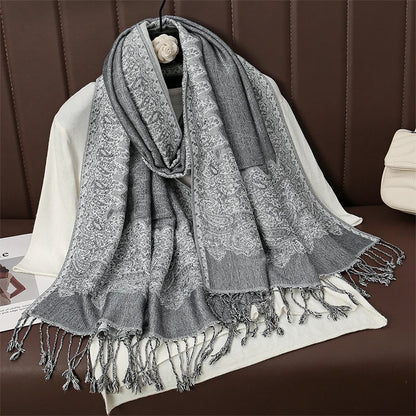 Luxury Brand Autumn Cashmere Pashmina Shawl Lady Wrap Warm Winter Scarves Design Print Female Foulard Cotton Stoles Scarf 2023