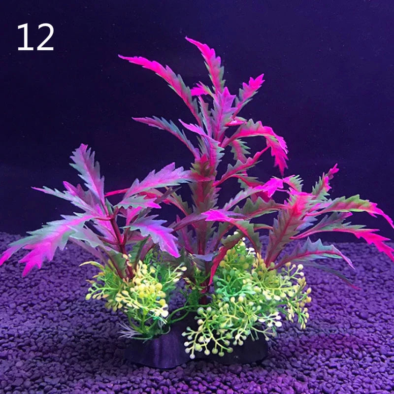 Artificial Aquarium Decor Plants Water Weeds Ornament Aquatic Plant Fish Tank Grass Decoration Accessories 14cm