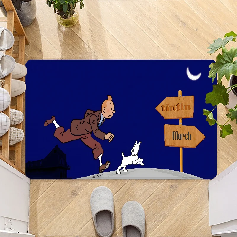 The Adventures of Tintins Door Mat Entrance Non-slip Doormat Washable Kitchen Carpet Hallway Rugs Bathroom Bath Door Mats