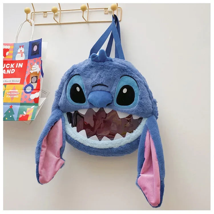 HOT Stitch See-through Bag Plush Doll Backpack Girls Large Capacity Cute Funny Backpack Anime Kawaii Cartoon School Bag Mochila