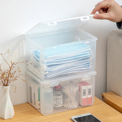 1 Large Capacity Desktop Storage Box, Stackable Clamshell Box, Suitable For Bathroom, Kitchen, Office, Transparent Storage Box