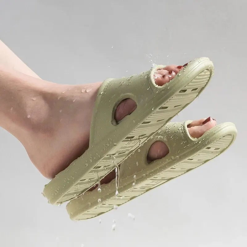 Feslishoet Unisex EVA Non Slip Soft Bottom Leaking Shower Man Woman Home Slippers Punching Bathroom Quick Drying Slipper