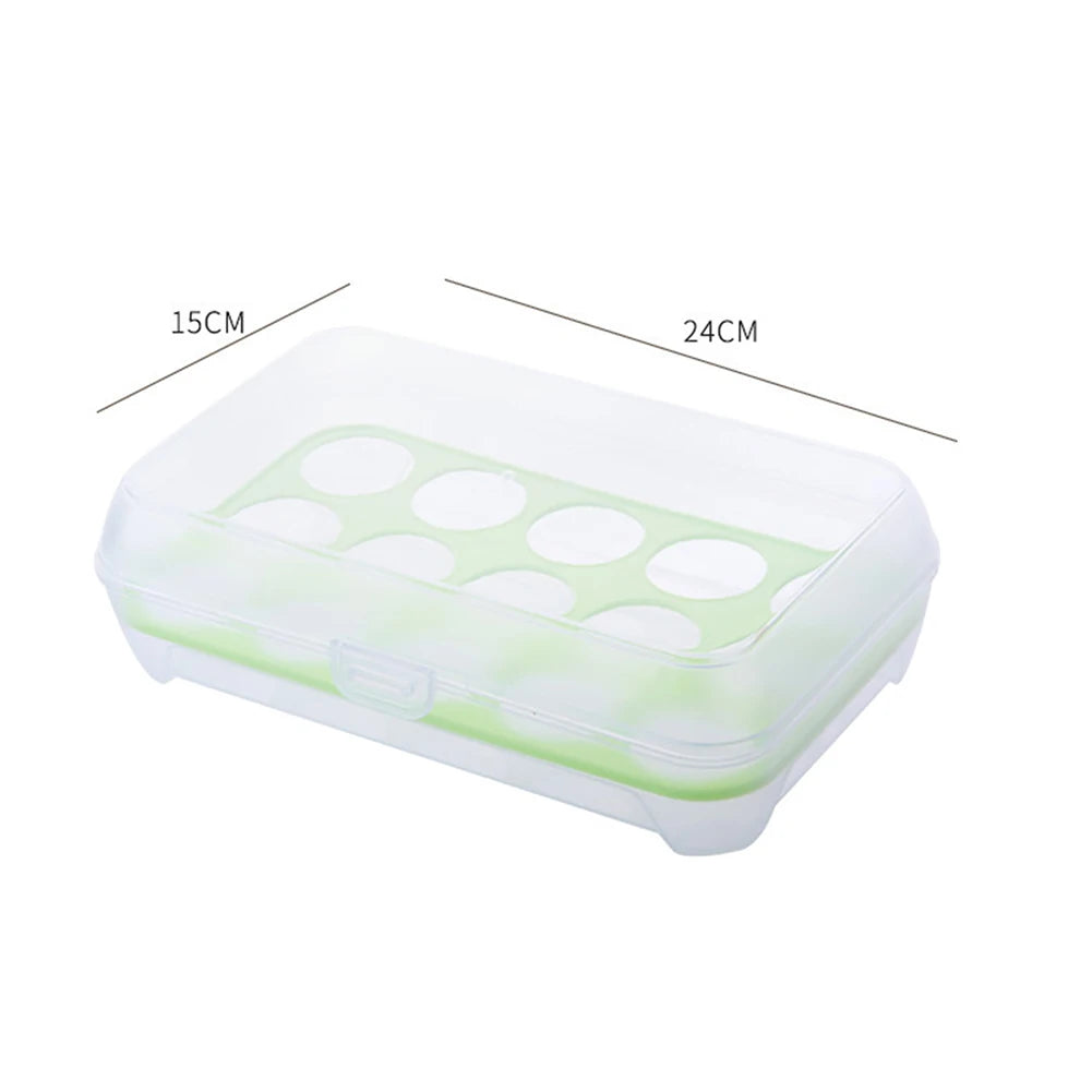 15 Grid Refrigerator Egg Storage Box Plastic Egg Fresh-keeping Case Holder with Lid Transparent Dispenser Kitchen Food Organizer