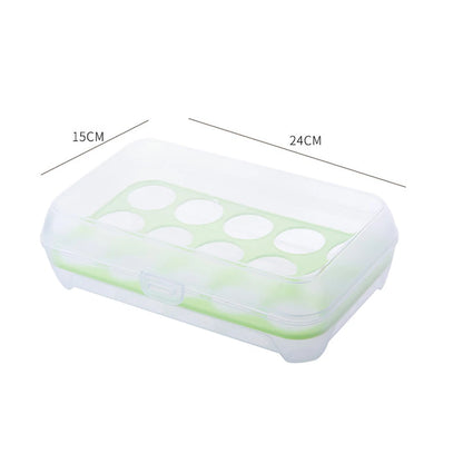 15 Grid Refrigerator Egg Storage Box Plastic Egg Fresh-keeping Case Holder with Lid Transparent Dispenser Kitchen Food Organizer