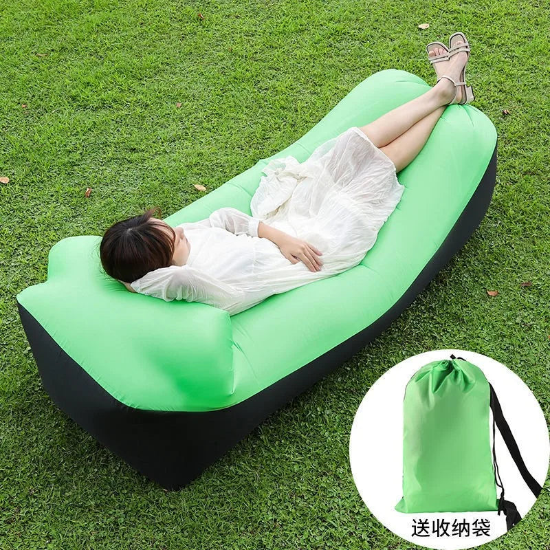 outdoor portable Lazy Inflatable Sofa Outdoor Portable Beach Air Sofa Folding Camping Inflatable Sofa Bed Sleeping Bag Single Pe