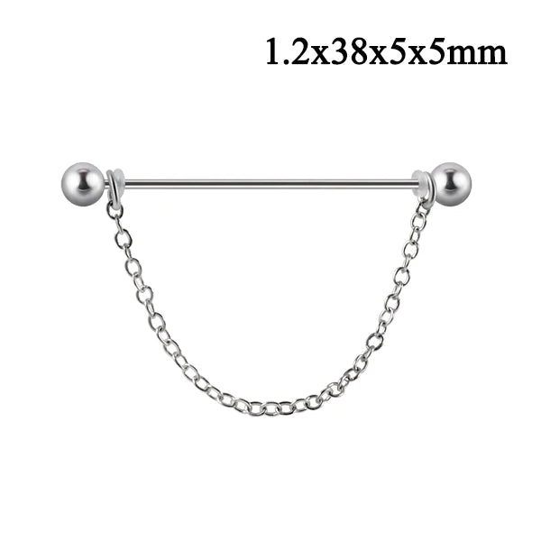 1PC Stainless Steel Industrial Barbell Long Bridge Micro Insert Zircon Earring Transversal Women Ear Piercing Jewelry 16G