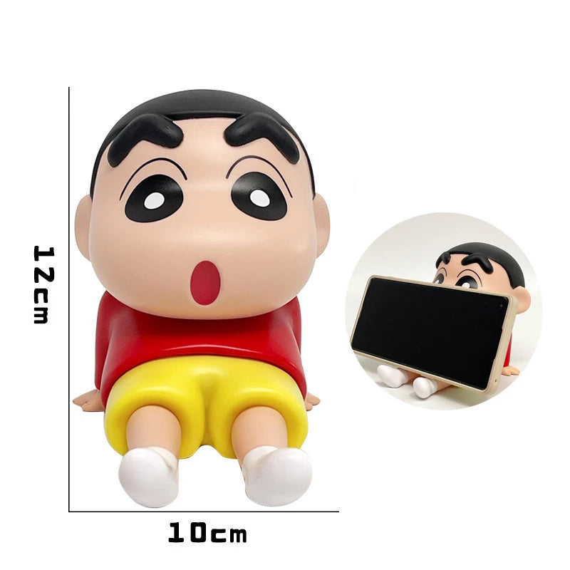 Crayon Shin-Chan Anime Figure Phone Holder Kawaii Desktop Ornaments Phone Support Mini GK Collection Decoration Toys Gifts