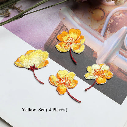 Small Begonia Blossoms Flower Patch Iron on Applique Floral Patch for Clothes Fabric Iron to Stick DIY Coat Jeans Accessories