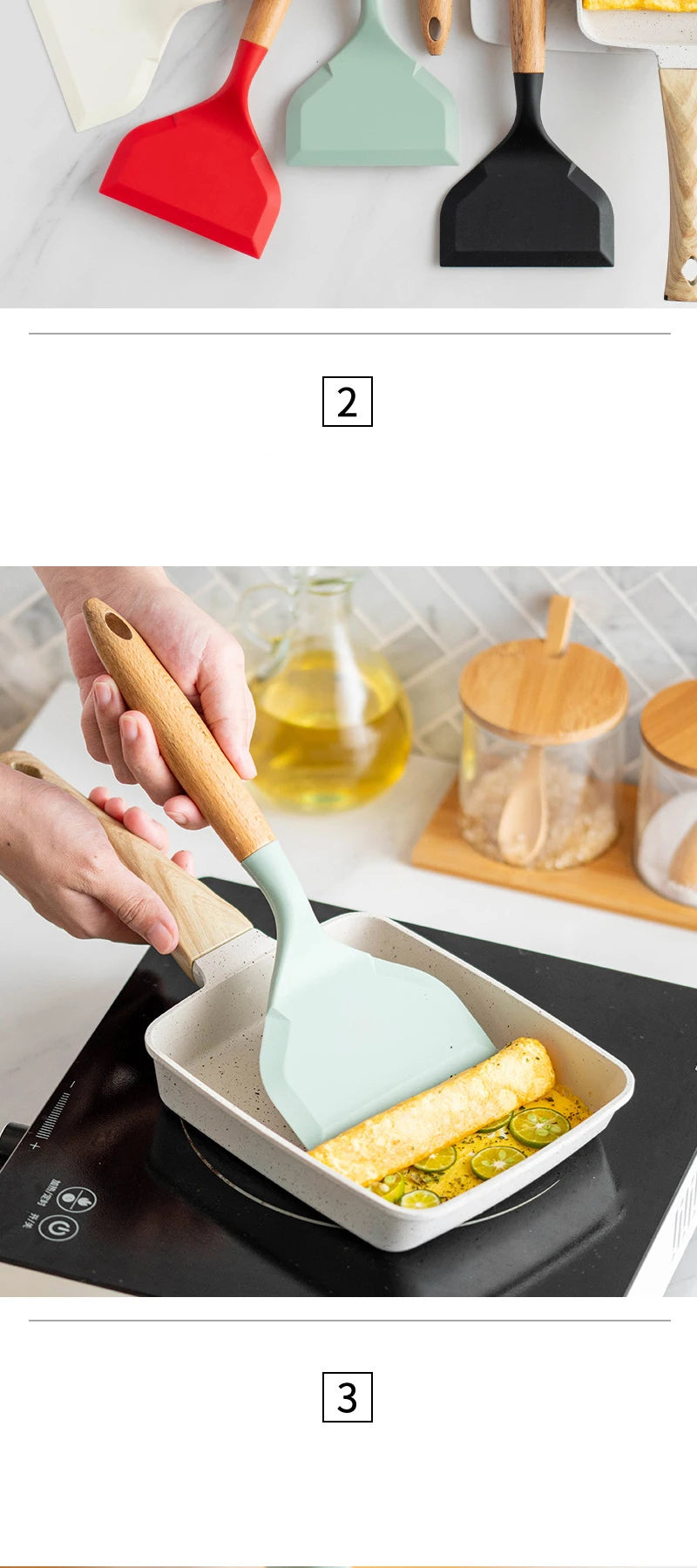 Silicone Spatula Cooking Utensils Beef Meat Egg Kitchen Scraper Wide Pizza Cooking Tools Shovel Non-stick Spatula Kitchenware