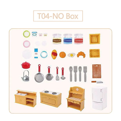 Dollhouse Miniature Accessories 1/12 Forest Family Home Furniture Collection Set Kitchen Cooking Pots For Children Girls Gift