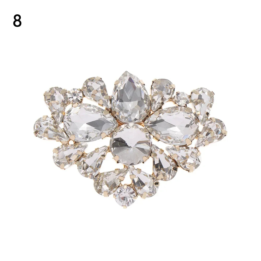 1PC Shiny Crystal Shoes Decorations Clip Women High Heel Rhinestone Charm Buckle Bag Pendant Brooch Wedding Bride Accessories