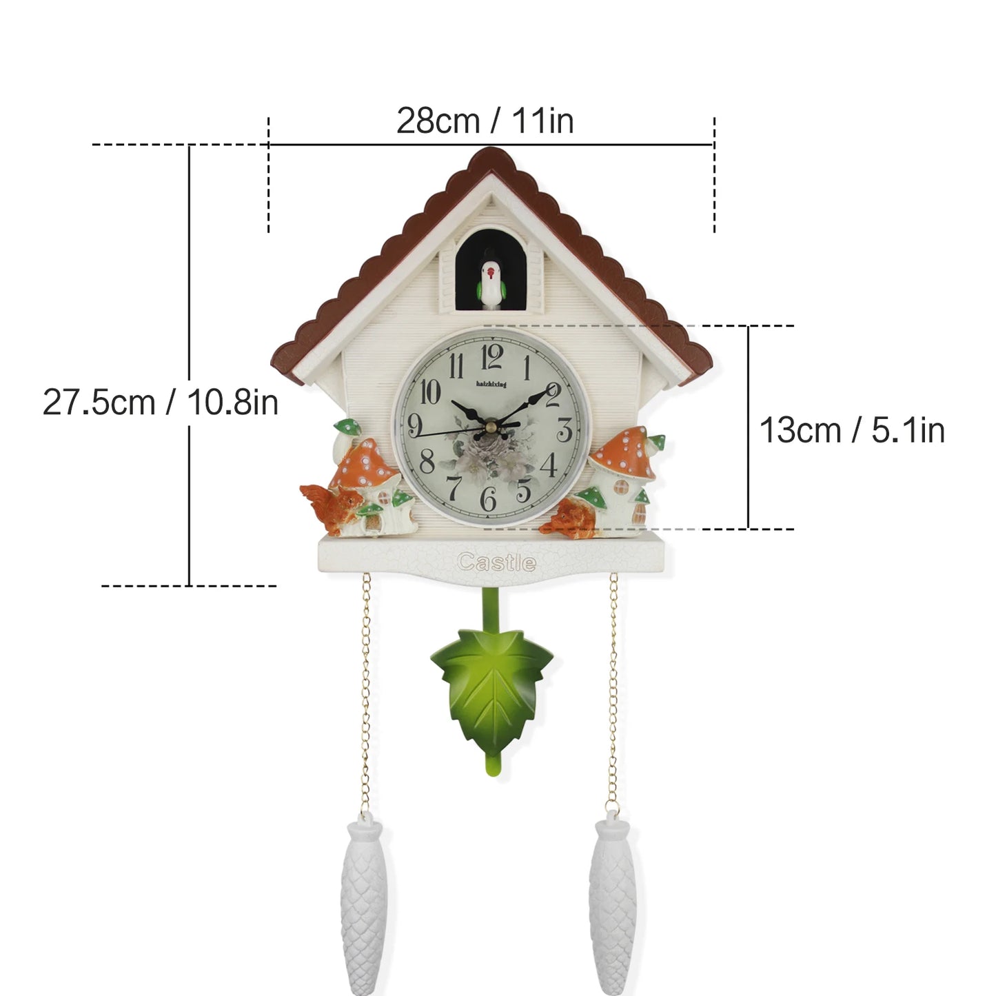 1pc Cuckoo Wall Clock, Natural Cuckoo Voices Daytime Hourly Chime, 24-hour Pendulum Leaf Quartz Clock, Wall Art, Home Decoration