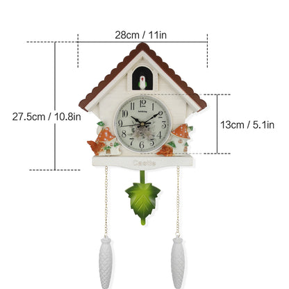 1pc Cuckoo Wall Clock, Natural Cuckoo Voices Daytime Hourly Chime, 24-hour Pendulum Leaf Quartz Clock, Wall Art, Home Decoration