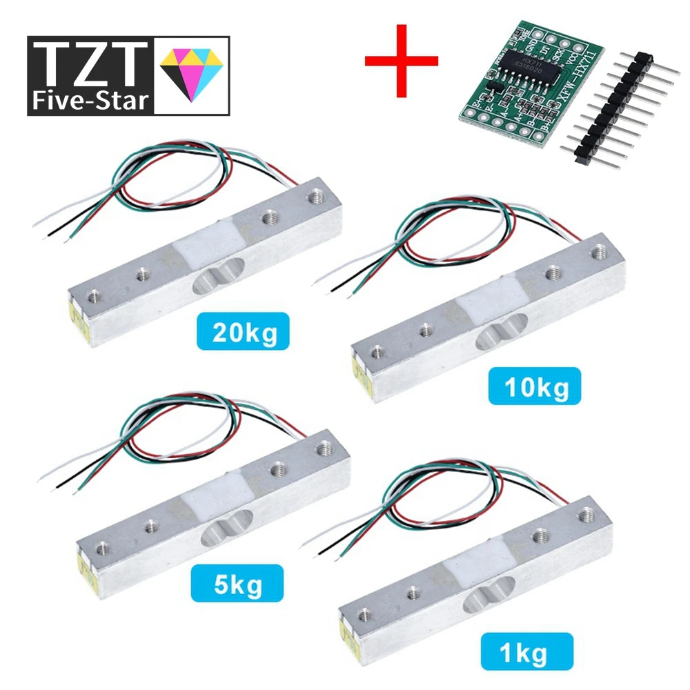 TZT  Digital Load Cell Weight Sensor 1KG  5KG  10KG  20KG Portable Electronic Kitchen Scale + HX711 Weighing Sensors Ad Module