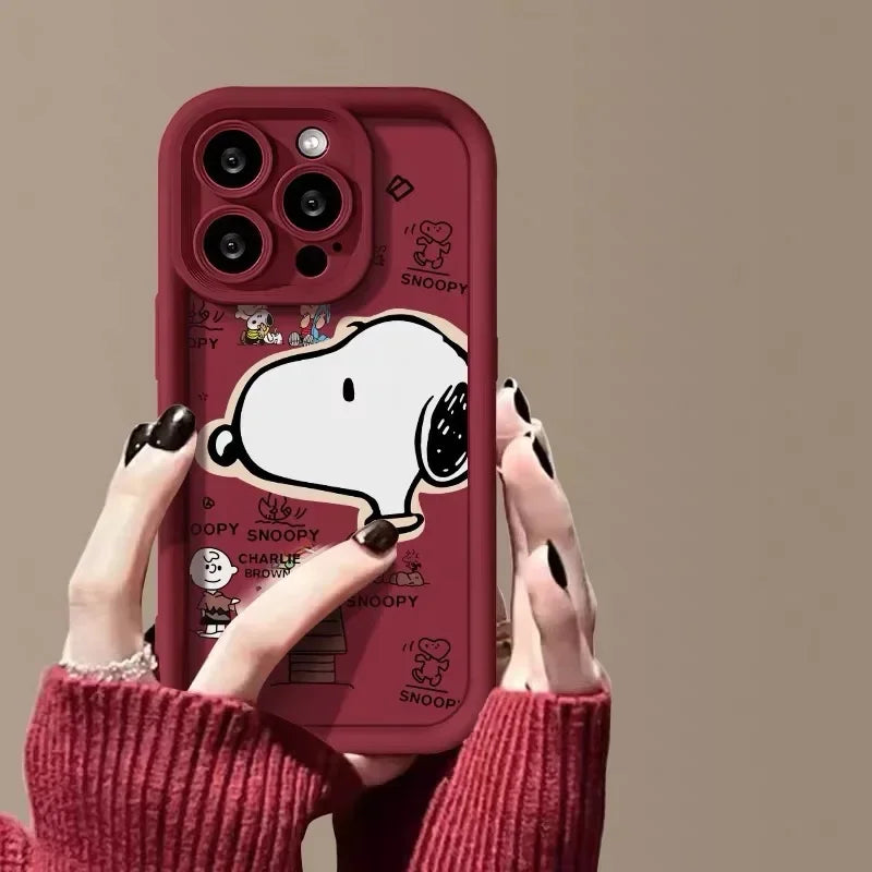 Big Head Snoopies Cartoon Phone Case For Samsung S24 S23 S22 S21 S20 Note 20 FE Plus Ultra 5G Soft Silicone TPU Cover