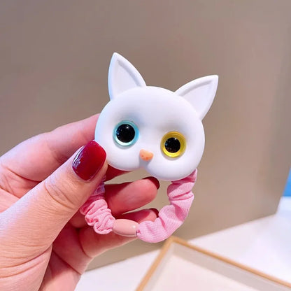 New Rabbit-Hair Ring Cute Fresh Rubber Band Cat Head Rope Rubber Band-Hair Ties Elastic Hair Bands Hair Accessories