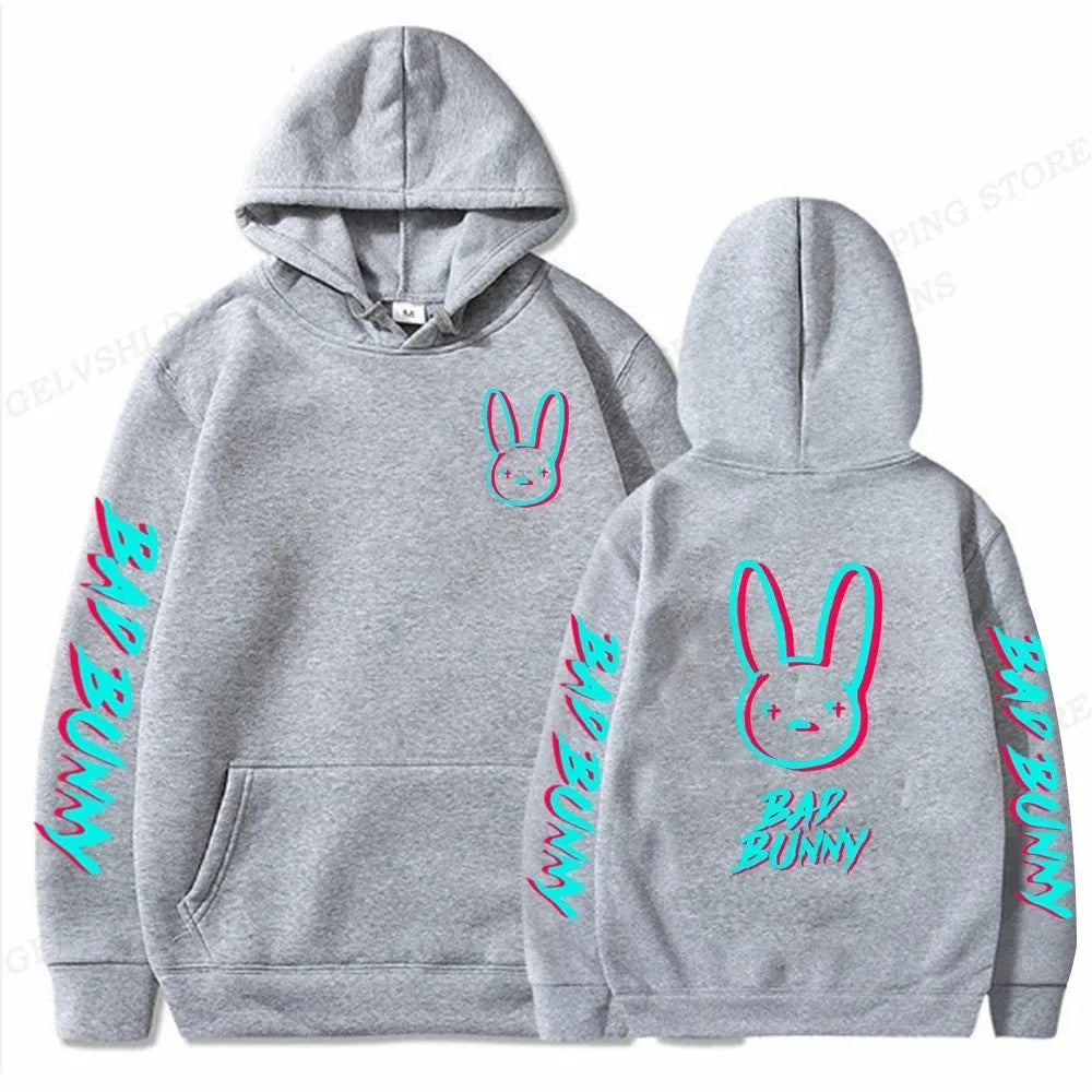 Bad Bunny Hoodie Men Fashion Hoodie Women Sweats Men's Hoodies Hip Hop Rabbit Sweatshirt Boy Coats Men's Clothing Rapper