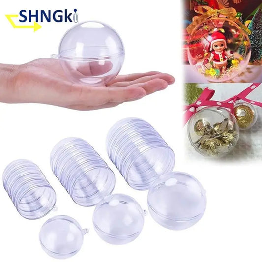 4-10cm Transparent Open Plastic Christmas Tree Pendant Home Decoration Ball Clear Bauble Ornament Gift Present Box Decoration