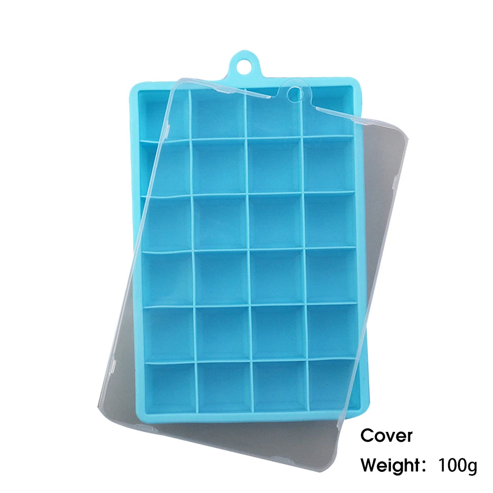 With Lid /No Lid 24-hole Silicone Ice Tray Square Box Auxiliary Food Puree Cheese Jelly Mold Bar Kitchen Tool Cocktail Cube