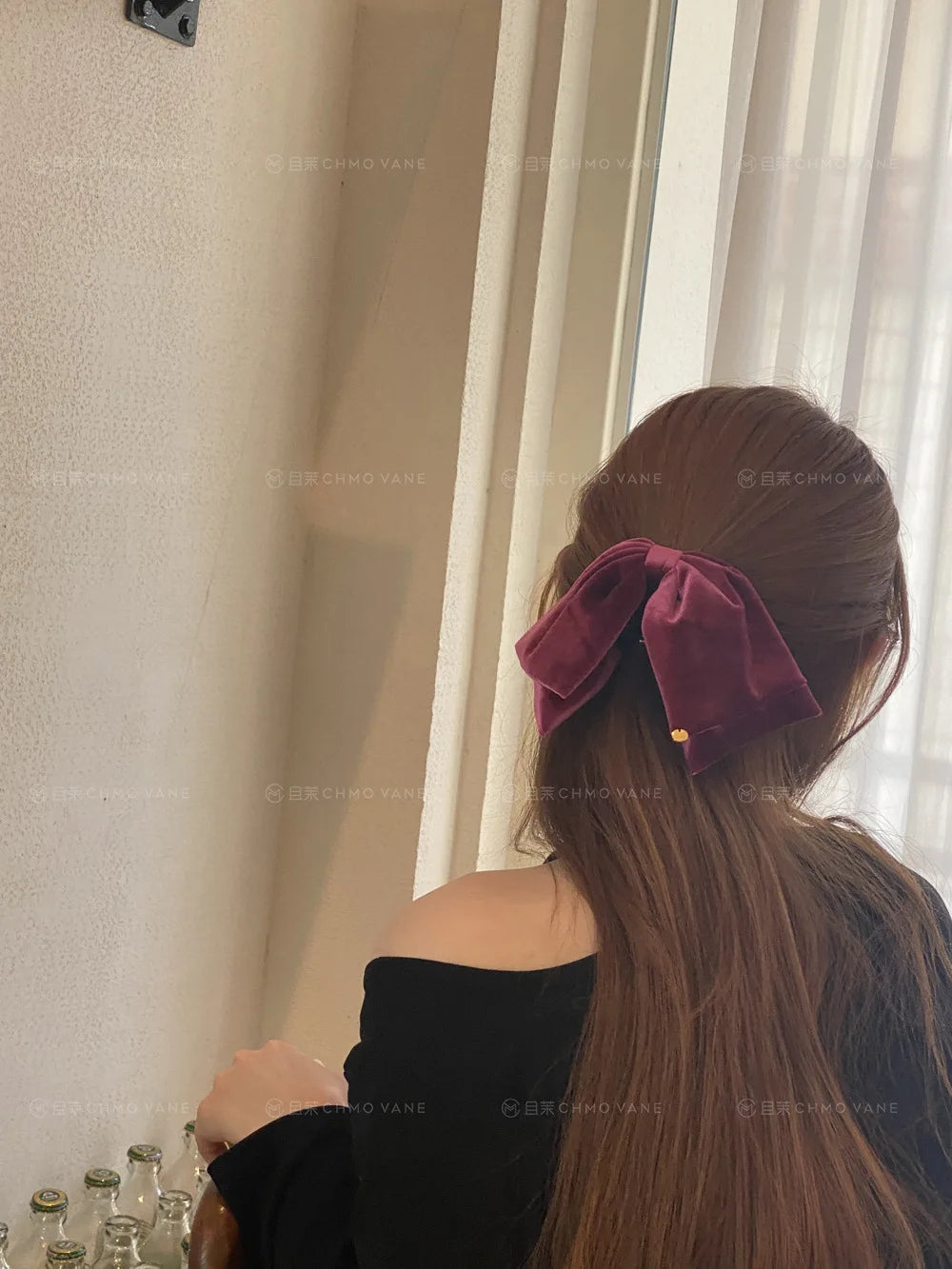 Purple Advanced Feeling Bow Hair Claw Velvet Bowknot Hairpin Crab Clip Back of Head Barrettes For Women Girls Hair Accessories