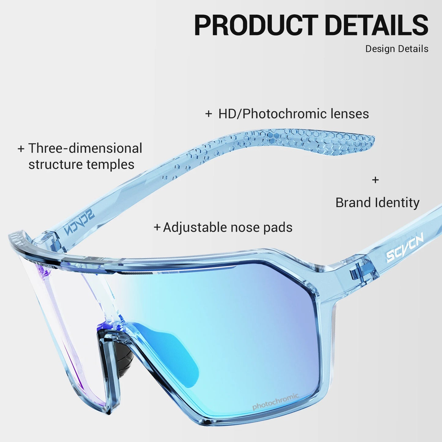 SCVCN Color Photochromic Cycling Glasses UV400 Sunglasses for Men Women Driving Glasses MTB Road Bike Sport Eyewear Running