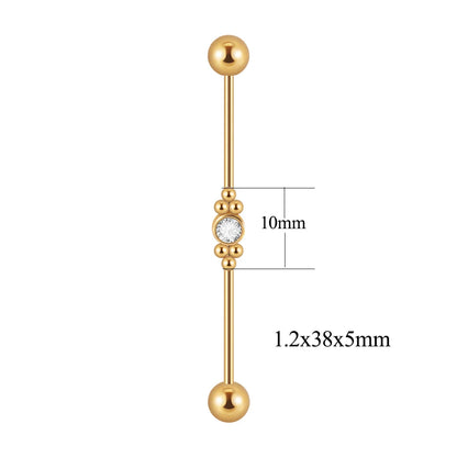 1PC Stainless Steel Industrial Barbell Long Bridge Micro Insert Zircon Earring Transversal Women Ear Piercing Jewelry 16G