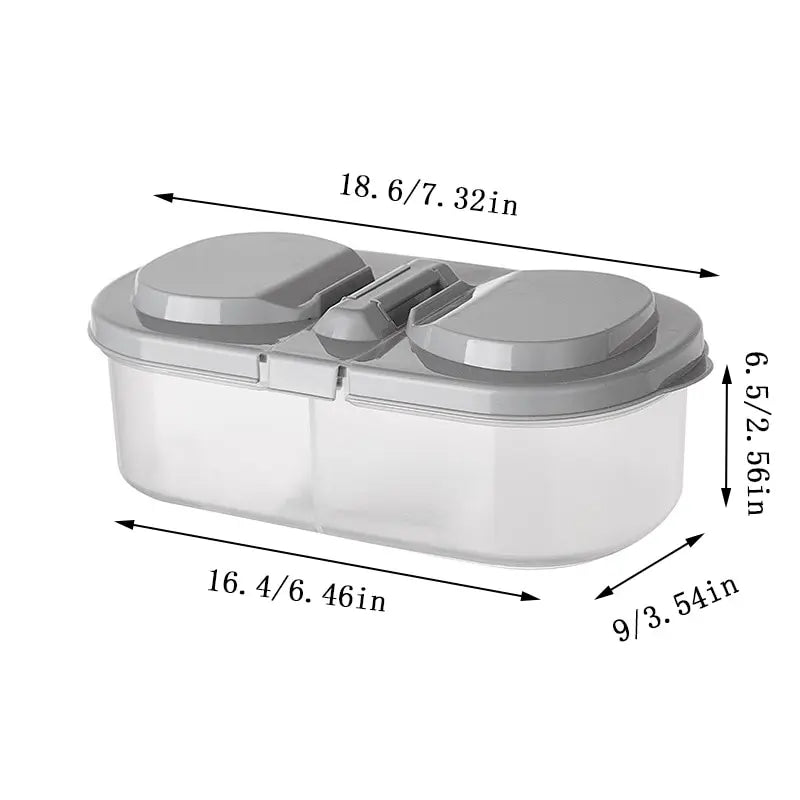 Double Compartment Covered Kitchen Food Grain Sealed Tank Multifunctional Kitchen Refrigerator Plastic Storage Box