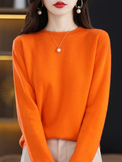 2024 Classic Style Cashmere Pullover Fashion Merino Wool Sweater Round neck Long Sleeve Knitwear Soft Warm Basic' Clothing Tops