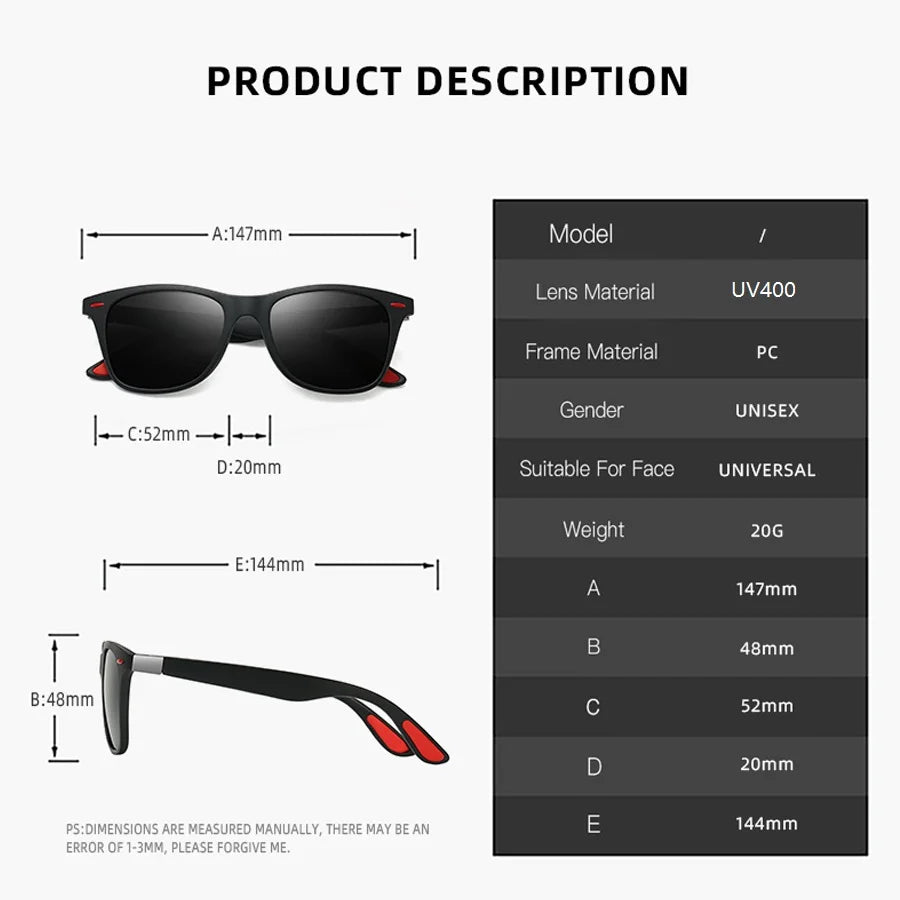 Fashion Vintage Square Unisex Driving Fishing Sunglasses Men Women Luxury Brand Designer Sun Glasses Anti-Glare Eyewear UV400