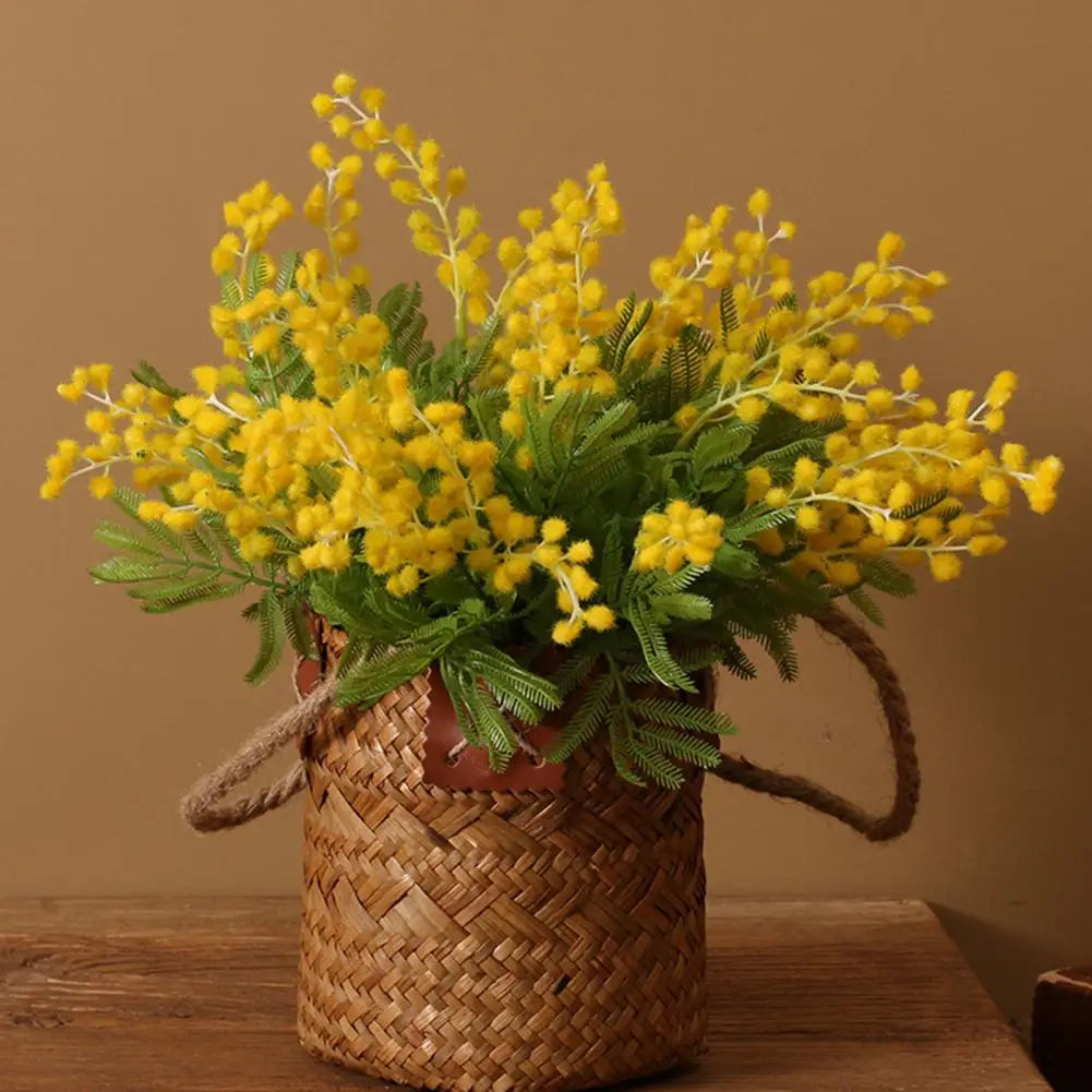 38cm Artificial Acacia Flower Yellow Mimosa Simulation Wattle Plant Branch Home Decoration Desktop Decor flores artificiales