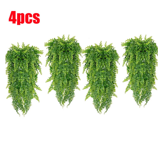 4pcs Persian Fern Leaves Artificial Plant Vine Home Garden Room Decor Hanging Fake Ivy Vine Grass Wedding Party Wall Home Decor