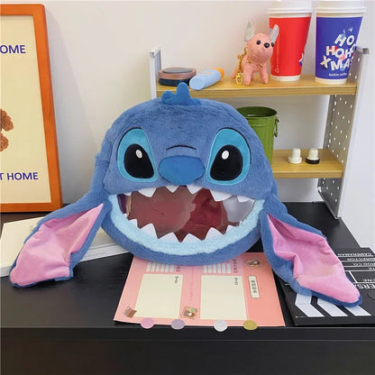 HOT Stitch See-through Bag Plush Doll Backpack Girls Large Capacity Cute Funny Backpack Anime Kawaii Cartoon School Bag Mochila