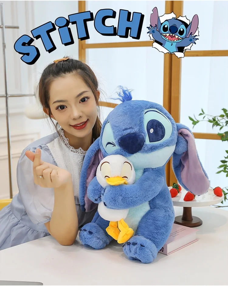 30/45cm Kawaii Plush Stitch Cartoon Hugs Donald Duck Stuffed Doll Children To Appease Sleeping Cartoon Collection Holiday Gifts