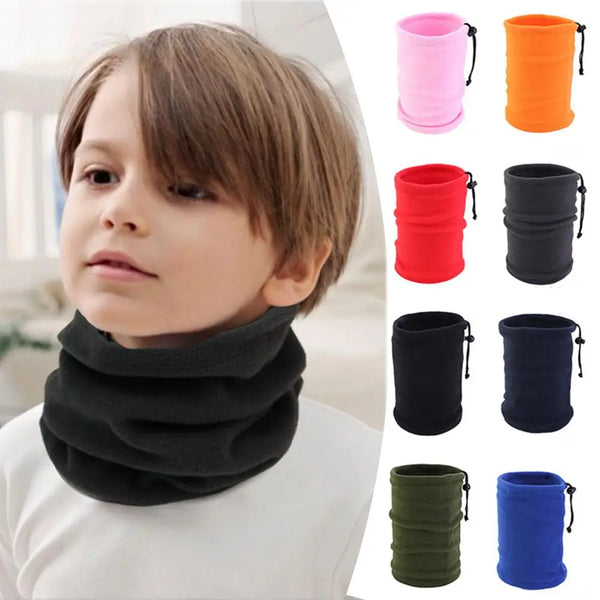 Children Soft Fleece Warm Windproof Neck Tube Scarf For Kids Mask Half Face Cover Boys Girls Neck Warmer Adjustable Neck Collar