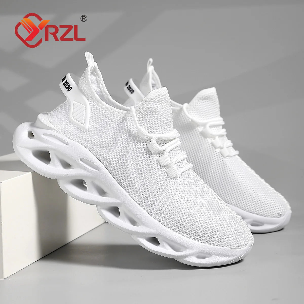 YRZL Men's Sneakers Summer Lightweight Mens Sports Shoes Mesh Breathable Shoes for Men Outdoor Platform Running Shoes