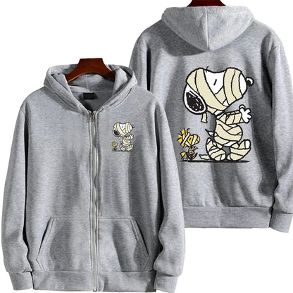 Snoopy Injured Cartoon Anime Men Zipper Hoodie Spring Autumn Fashion Women Sweatshirt 2024 New Korean Style Couple Jacket Coat