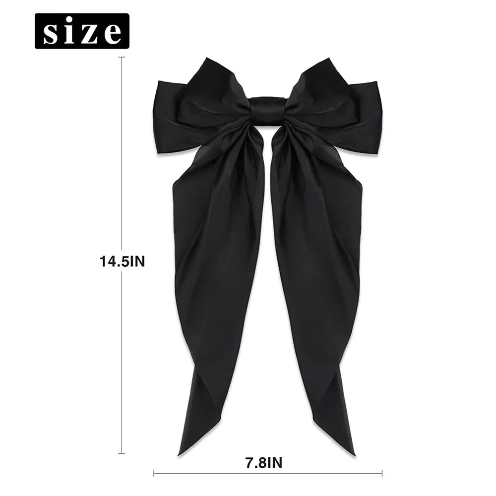 Women Elegant Bow Ribbon Hair Clip Fashion Solid Satin Spring Clip Simple Bowknot Hairpins Barrettes Hair Accessories for Girls