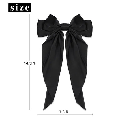 Women Elegant Bow Ribbon Hair Clip Fashion Solid Satin Spring Clip Simple Bowknot Hairpins Barrettes Hair Accessories for Girls