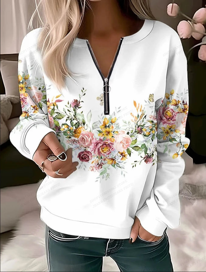 Butterfly Hoodies Women Fashion Zipper Hoodies Floral Sweatshirt Zip Up Hoodie Oversized Sudaderas Elegant Coats Women Sweats