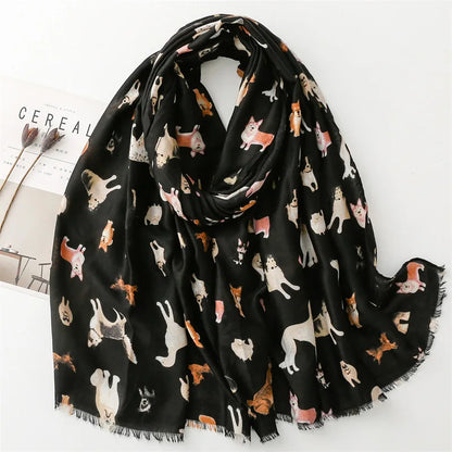 Women Lovely Cute Animal Dachsund Dog Pattern Viscose Shawls And Wraps Snood Pashmina Stole Bufandas Muslim Hijab Sjaal 180*85Cm