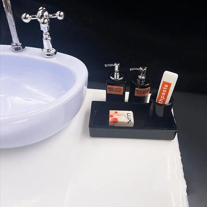 1/6 Scale Toilet Dollhouse Furniture Bathroom Modeling Wash Basin Bathroom Sink Model Simulation Accessory House Decor Toys