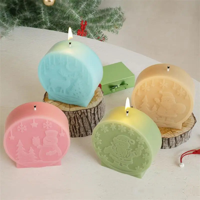 DIY Christmas Crystal Ball Silicone Mold Handmade Aroma Candles Plaster Molds Christmas Tree Snowman Elk Decoration Mould